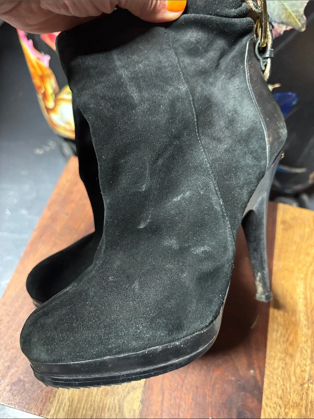 Michael Kors Black Suede High-Heel Ankle Boots